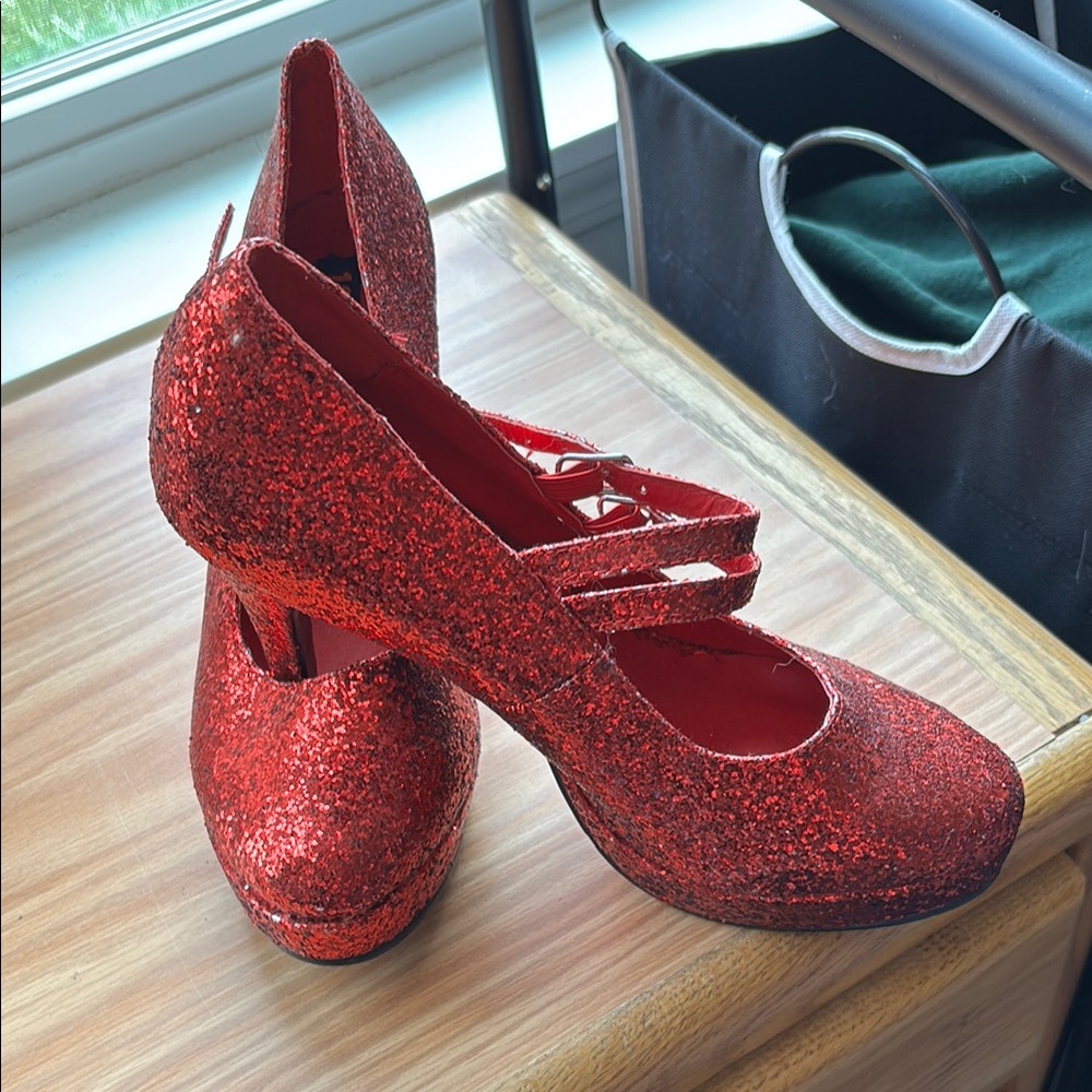 Funtasma Red Glitter Mary Jane Heels